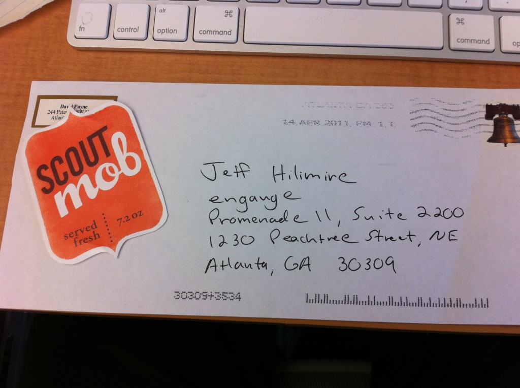 Scoutmob sticker in the mail